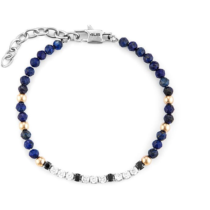 Materiale: Acciaio 4US Cesare Paciotti Bracciale da Uomo Gioiello é Realizzato in Acciaio, pvd Rose, zirconi e lapislazzuli. La Lunghezza Regolabile 18+4cm. La referenza è: 4UBR6222.