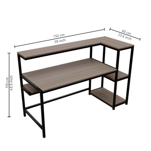 Image of Riyan Luxiwood Fronx Computer Table with Open Storage Made MDF I Large Study Table. (Large, Beige)