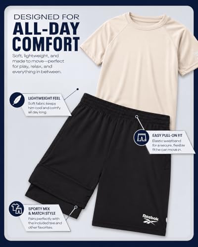Reebok Boys Graphic Tee & Basketball Shorts 2-Piece Athletic Set - image 5