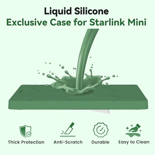 Image of Starlink Mini Protective Cover Case, Hailproof Liquid Silicone Protective Case for Starlink Mini Dish, Starlink Minis Accessories Waterproof Shockproof Portable for Outdoor Camping, Green