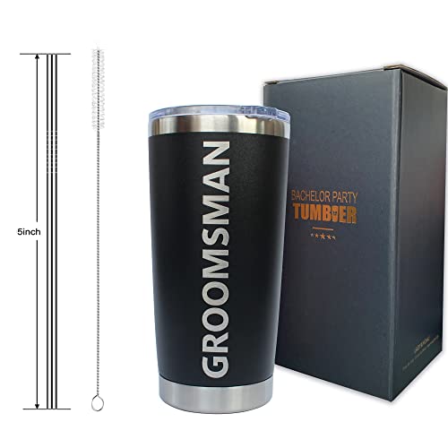 LADY&HOME Best Man Proposal Gifts Set of 7 Groom and Groomsmen Gifts Tumbler for Men 20 oz Stainless Steel Insulated Coffee Travel Mug Cup with Lid and Straw for Stag Party(B-Bold) - Image 4