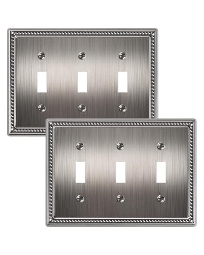 TREEWELL 2-Pack Triple Toggle Light Switch Cover Plate, Heirloom Silver