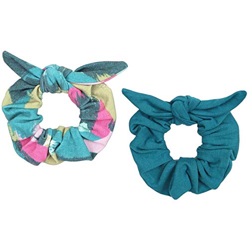 Maven Thread 2 Count Hair Scrunchies Elastic Hair Bands Scrunchy Hair Ties Accessories for Women or Girls Teal Brushstrokes - Bayside Set