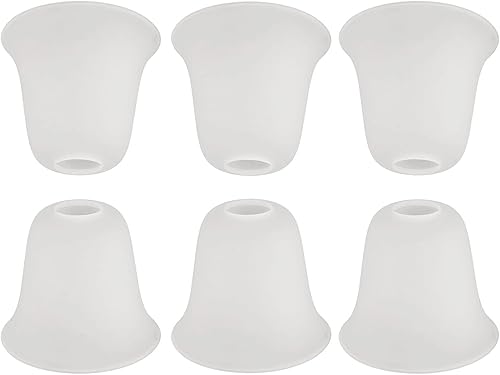 Giluta Paquete de 6 pantallas de vidrio con forma de campana de repuesto para ventilador de techo, luz de pared, sin labios con apertura de ajuste