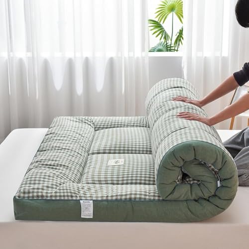 Materasso Futon Giapponese Spesso, Materassino Arrotolabile Portatile, Singolo/matrimoniale/queen Size, Materassino Da Campeggio Portatile, Divano Letto(Green,120x200cm)
