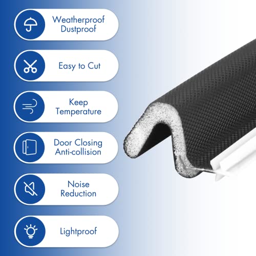 Door Weather Stripping Door Frame Soundproof Seal Strip - 19.7 Feet V-Shaped Q Foam Kerf Weatherstripping Seal Strip For Doors Windows, Card Slot Installation Seals Large Gap #TOP1