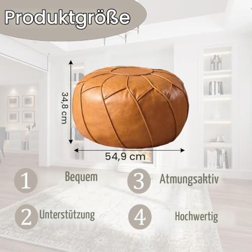 Louis Donné Pouf Bezug Rund mit Aufbewahrung, Ungefüllte Ottoman Fußhocker Abdeckung aus Wasserdichtem Kunstleder… – Ansicht 4