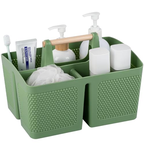Image of rejomiik Plastic Shower Caddy, Portable Shower Basket with Handle, Green