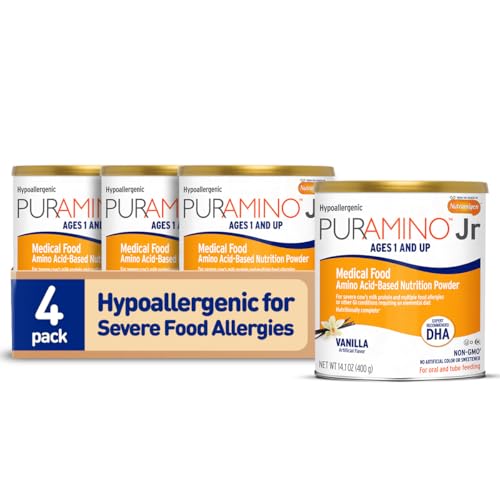 PurAmino Junior Vanilla, Hypoallergenic Amino Acid based Powder for Severe Food Allergies and GI...