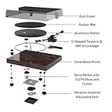 Fluance RT82 - Reproductor de discos de tocadiscos de vinilo de alta fidelidad con cartucho Ortofon OM10, zócalo de madera maciza, pies de aislamiento de vibración - Piano negro