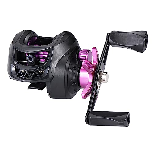 Image of Sougayilang Baitcasting Reels, Smooth Casting Reel with Magnetic Braking System Bright Color Baitcaster Reel-Purple-Right Handed