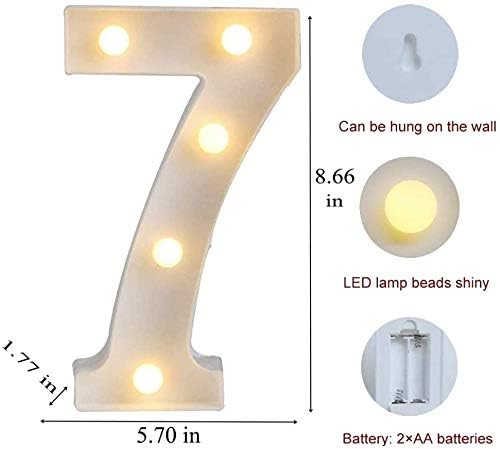 Image of Marquee 7 Number Shaped LED Light Lamp for Decoration Decore Walls Hanging Birthday Party Wedding (Seven)