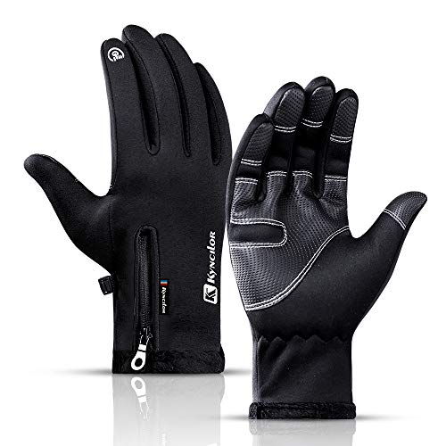 Dizadec Winter Gloves Cold Weather Windproof Thermal Touchscreen Gloves Cycling Running Outdoor Activities for Men and Women R-Black