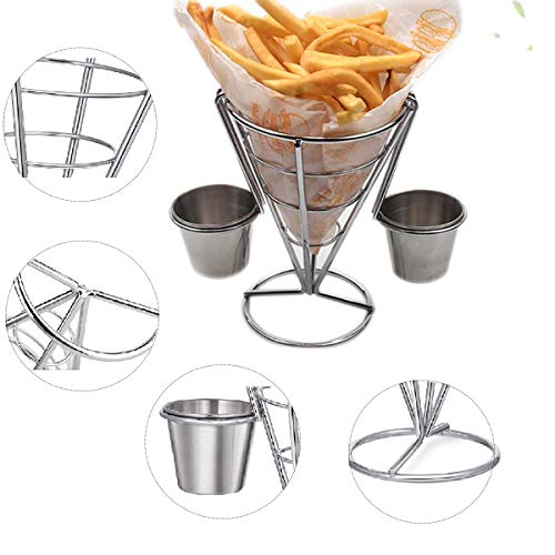 Xumier 2-delig Frietenrek Kegel Snack Display Rek Frieten Set + Mini Frieten Mand Metalen Draadmand Voor Gezinnen, Restaurants, Cafés, Bars, Snackbars, Bruiloften, Feestjes - Image 4
