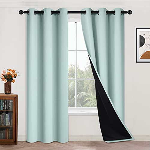 Image of Yakamok Full Blackout Curtains 84 Inches Long,Blackout Curtain Panels for Bedroom, 2 Thick Layers Grommet Top Thermal Insulated Drapes with Black Liner for Living Room(42Wx84L, Aqua, 2 Panels)