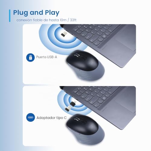 Miniatura 2 de Mouse Wireless 2.4GHz con Tasti Silenziosi e Adattatore USB-C – EW3204
