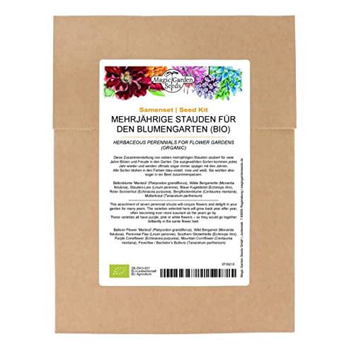 Plantas perennes para el jardín de flores (ecológicas) - set de semillas con 7 variedades de flores recurrentes para el jardín
