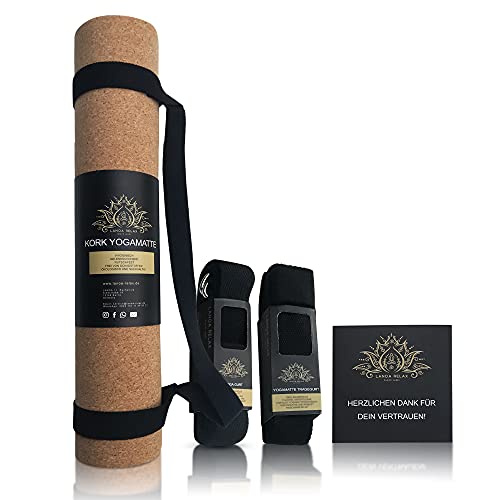 LANOA Relax Yogamatte Kork Naturkautschuk - Premium Matte für Gymnastik mit Tragegurt - rutschfest, hautfreundlich, nachhaltig, pflegeleicht - Yoga Mat Cork -...