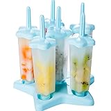 CHICHICPopsicle Molds, Ice Pop Maker, Ice Pop Molds, BPA-Free, Repeated Use, Set of 6, Blue