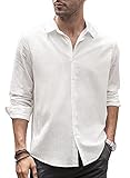 Lässiger, stilvoller Look: Die herren hemd langarm aus Leinen für Herren haben eine exquisite Verarbeitung und sind in der Taille leicht schmal zulaufend für einen maßgeschneiderten Look. Ganz gleich, ob Sie es an arbeitsfreien Tagen als Freizeitkleidung tragen oder es mit Geschäftskleidung kombinieren, es ist eine ausgezeichnete Wahl.