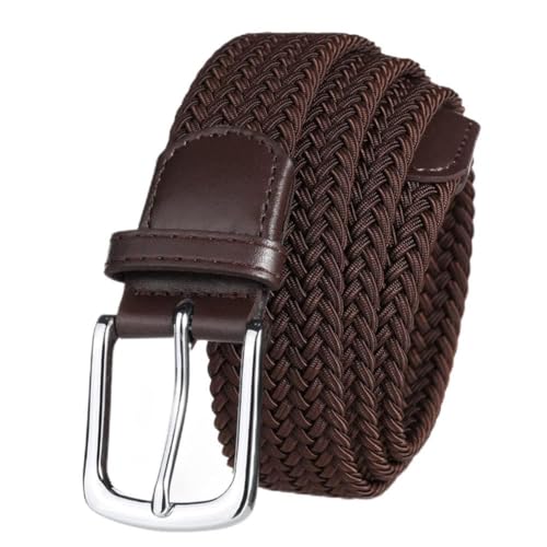 El Mejor Listado de Cinturones para Mujer del mes. 50 Cinturón Trenzado Elástico, Cinturón Lona Elástica Nylon, Cinturones de Moda Casual para Hombres y Mujeres, Cinturón de Tela Trenzada Transpirable (Brown, L)