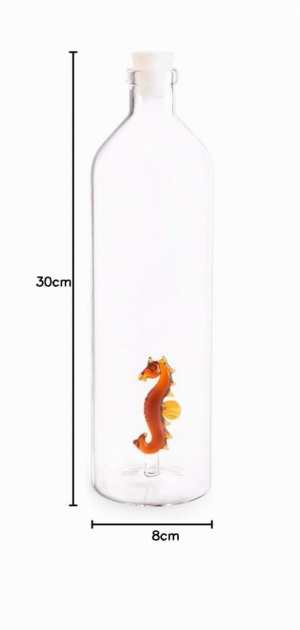Balvi - Atlantis Seahorse Bottiglia di Vetro per l'acqua. Ha all'Interno la Figura di Un Cavalluccio