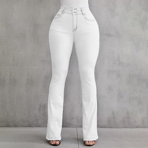 Jean bootcut pour femme à coupe ajustée et taille haute bleu rétro