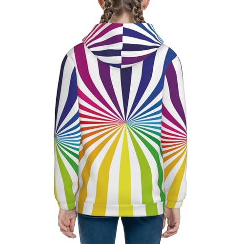 Colorful Rainbow Kids Pullover Hoodies Boys Sweatshirts Girls Athletic Clothes with Pocket4