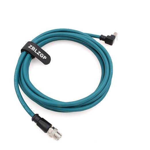 Câble blindé M12 8 broches X-Code mâle vers RJ45 Cat7e Ethernet blindé pour caméra industrielle Cognex (RJ45 à angle droit, vert foncé, 50 m)