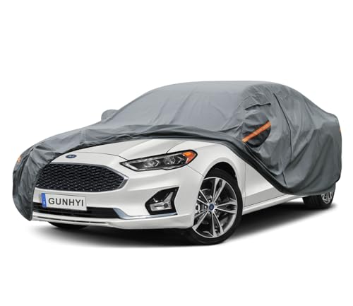 Image of GUNHYI Premium Car Cover Custom Fit Ford Fusion, 16 Layers Heavy Duty Car Cover Waterproof All Weather with Zipper Door for Sun Rain Snow Dust Uv Protection