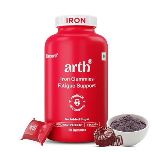 Image of Arth Chelated Iron Supplement For Women & Men - 30 Gummies | 6X Higher Absorption | With Ferrous Ascorbate | For Haemoglobin, Anemia, Blood Building & Reduced Fatigue | Gut Friendly |Cranberry Flavour