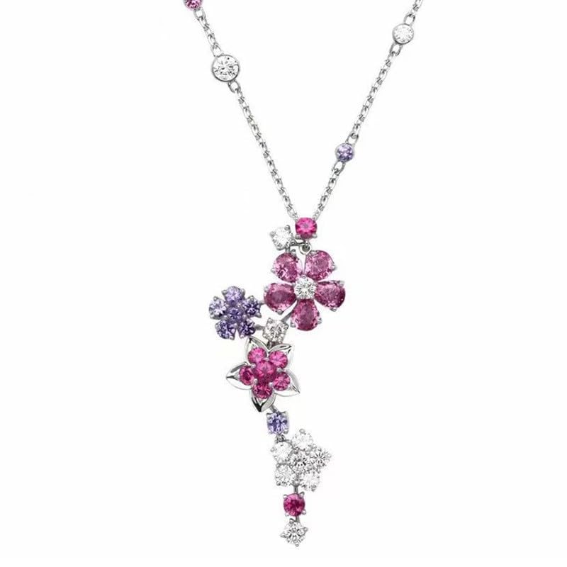 Collier de bijoux fleur en pierre de diamant et chaîne de clavicule