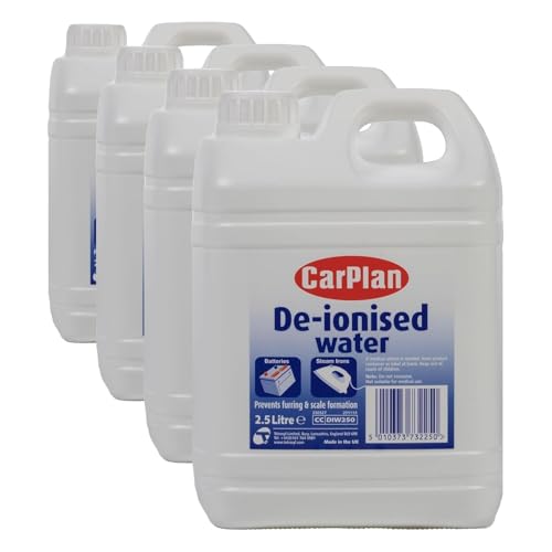 CarPlan Agua Desionizada, Apta Para Baterías y Planchas de Vapor, Clase de Eficiencia Energética A+++, 2.5 Litros (Paquete de 4)