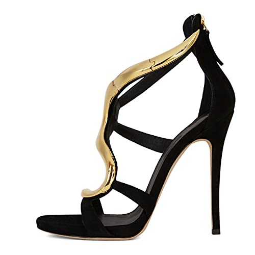 FSJ Women Stiletto High Heels Ankle Strap Sandals Flower Silver Metal Chain Open Toe Zipper Fashion Shoes4