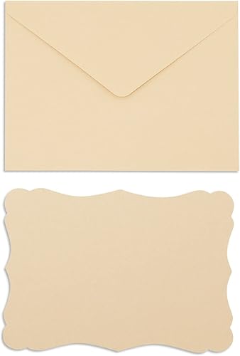 Miniatura 7 de Paper Junkie Tarjetas y sobres festoneados en blanco, 5 x 7 pulgadas, papel kraft marrón, paquete de 50 tarjetas rústicas imprimibles e invitaciones