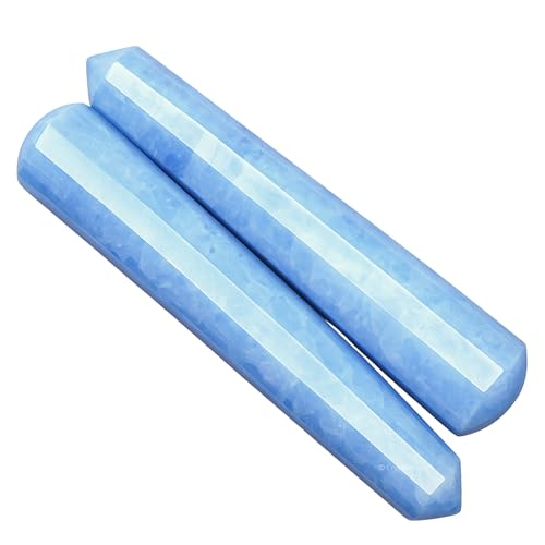 Image of Blue Calcite Crystal Wand - Pointed Crystal Wand for Energy Healing, Chakra Balancing, Meditation and Home Decor - Crystals and Healing Stones for Gift