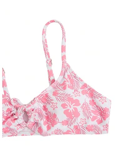 Image of COZYEASE Girls' 2 Piece Ditsy Floral Print Knot Front Ruched Triangle Bikini Swimsuit