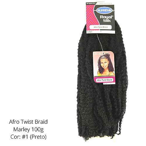 Cabelo Afro Twist Marley Braid Royal Silk (#1 (Preto))
