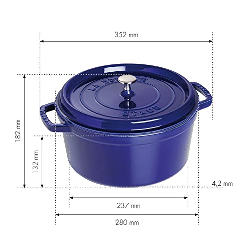 Image of Staub Cast Iron 7-qt Round Cocotte - Dark Blue, Made in France