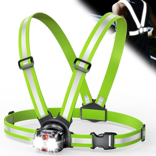 ISEYOU Lauflampe Joggen, 800 Lumen Brustlampe Lauflicht, 6 Modi, 45° neigbar, IPX5, USB-C wiederaufladbar, 4-25 Std. Laufzeit, 360° Reflexgurte – für Camping/Nachtlauf/Radfahren/Sp