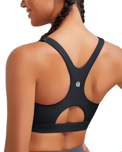 RUNNING GIRL Sports Bras for Women High Support,Racerback High Impact Grey Sports Bra Moulded Cup Workout Bra Push up - Main Image