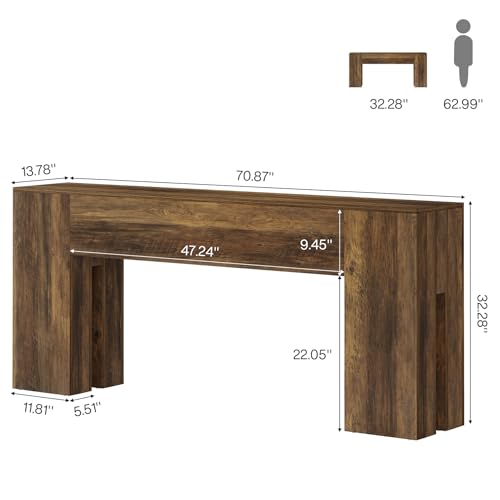 Image of Tribesigns 71-Inch Long Console Table for Entryway, Farmhouse Sofa Console Behind Couch, Entry Table for Hallway, Foyer, Living Room, Brown