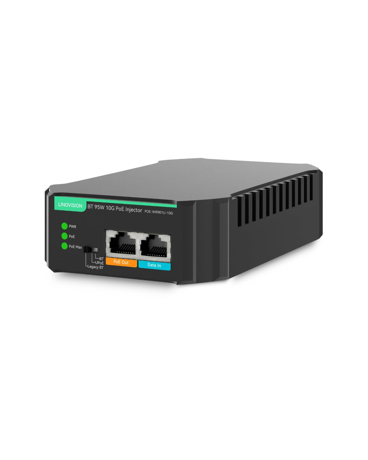 LINOVISION Injecteur POE++ Industriel, 95W, 10G BT, IEEE802.3af/at/BT, entrée AC 100-240V