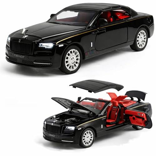 Image of Alokik 1:32 Rolls Royce Dawn Die-Cast Metal Pull Back Car with 2 Openable Doors with Sounds and Lights Toy Decoration Car Best Gift Toys for Kids【Black】