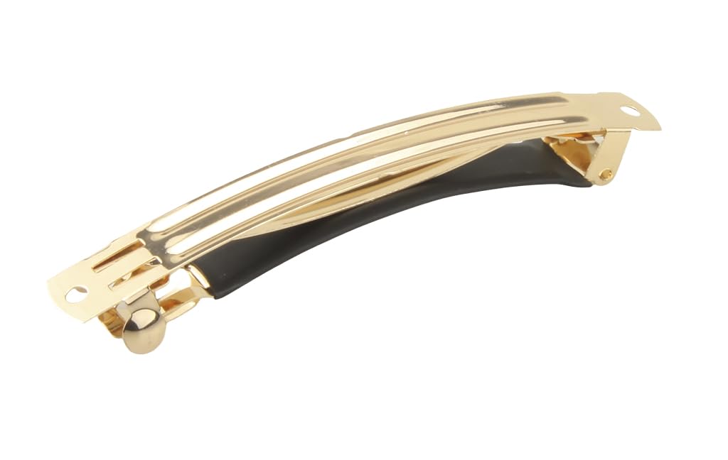 Gold French Barrette Hair Clips with Black Leather Protect for DIY Craft Project (100mm/4"-10pcs)