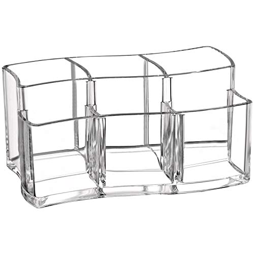 Image of Tbestmax 6 Slot Acrylic Makeup Brushes Holder Organizer, Clear Eyebrow Pen Container Cosmetics Storage