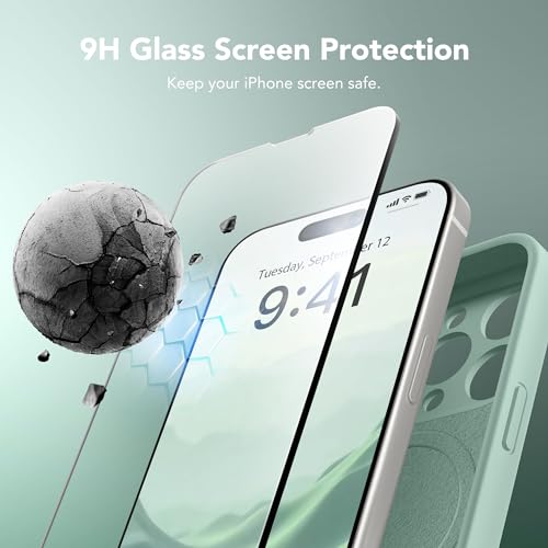 Image of Magnetic for iPhone 13 Pro Case, Compatible with MagSafe, [Full Camera Protection][Screen Protector] Silicone Shockproof Protective Phone Case for iPhone 13 Pro 6.1 inch, Mint