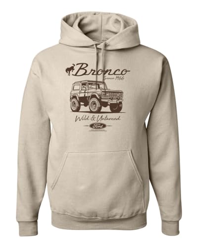 Wild Bobby Ford Bronco Wild Untamed 1966 Vintage Cars and Trucks Hoodies For Men Graphic Ford Bronco Sweatshirt USA Sweatshirt Unisex Sandstone Medium