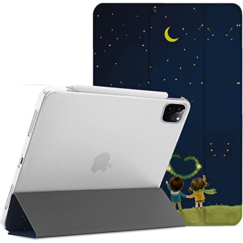 Image of DuraSafe Cases for iPad Pro 12.9 5th 4th Gen [ PRO 12.9 inch 5 4 ] A2378 A2461 A2379 A2462 A2229 A2069 A2232 A2233 Trifold Printed Hard Auto Sleep /Wake PC Translucent Back Cover - Night Sky