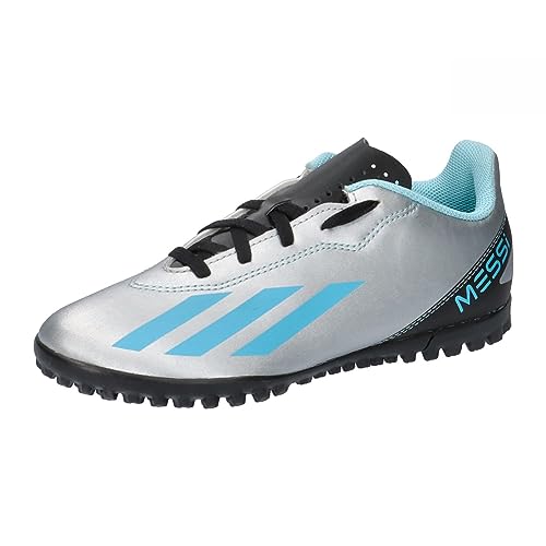Chuteira Adidas X Crazyfast Messi.4 TF Infantil Original (Silver Met Bliss Blue Core Black, BR, Criança de 4 a 8 anos, Numérico, 26)